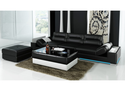 XXL Big Sofa Lounge Club 3+3 Seater Multifunction Couch Leather Couch + USB + LED