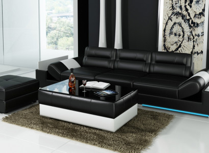 XXL Big Sofa Lounge Club 3+3 Seater Multifunction Couch Leather Couch + USB + LED