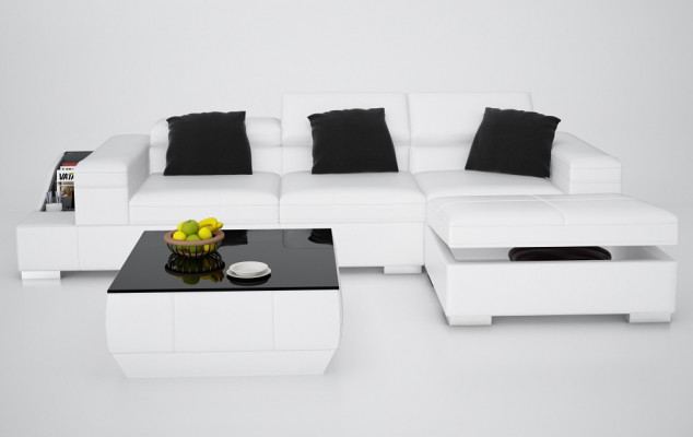 Leather sofa with USB living landscape corner sofa corner set design modern K5006D
