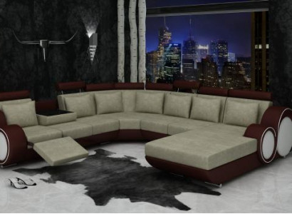 Textile Sofa with USB XXL Living Landscape Fabric Couch Big Sofa Upholstered Corner Sofa New