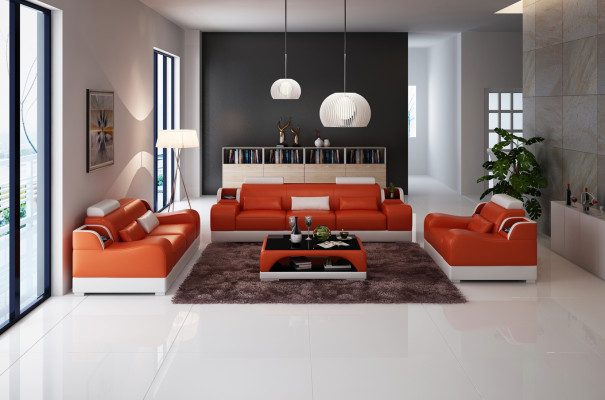 Sofa set Couch Upholstered Sofa 3+3 Complete Set Suites Design Leather 2-piece.