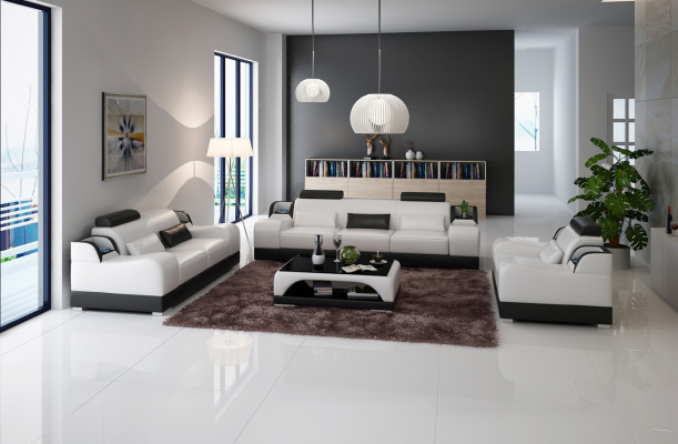 Sofa set Couch Upholstered Sofa 3+3 Complete Set Suites Design Leather 2-piece.