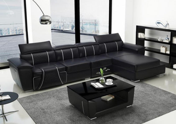 Sectional L-shaped sofa couch design leather upholstery modern relax automatic new