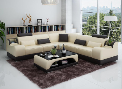 Corner sofa L-shape living landscape designer sofa couch upholstery seating set leather