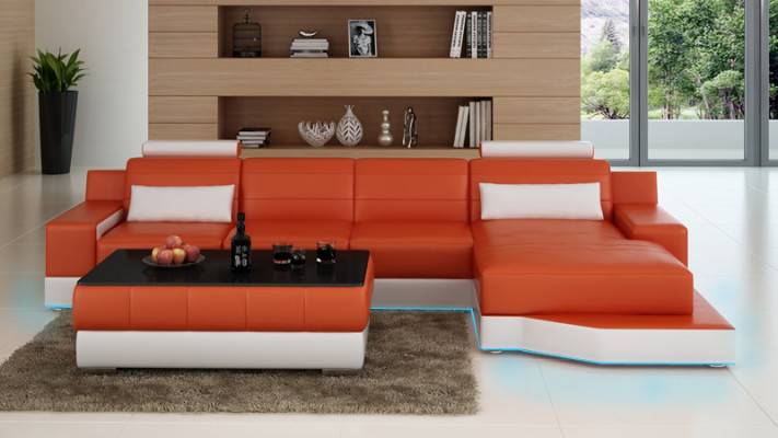 Leather sofa couch living landscape corner sofa modern corner set decor design