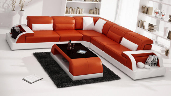 Leather sofa couch living landscape corner sofa corner modern decor suite design