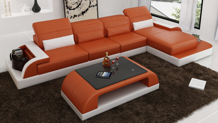 Leather sofa couch living landscape corner sofa corner set design modern sofa L6012C
