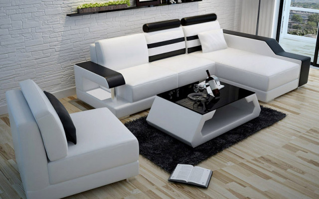 Leather sofa couch living landscape corner sofa corner decor design modern suite