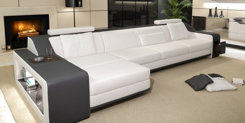 Design corner sofa couch upholstery seat corner set sofas leather textile Themar WG