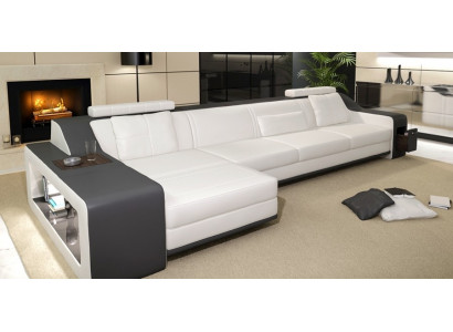 Design corner sofa couch upholstery seat corner set sofas leather textile Themar WG