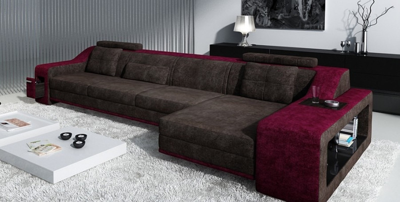 Design corner sofa couch upholstery seat corner set sofas leather textile Themar WG
