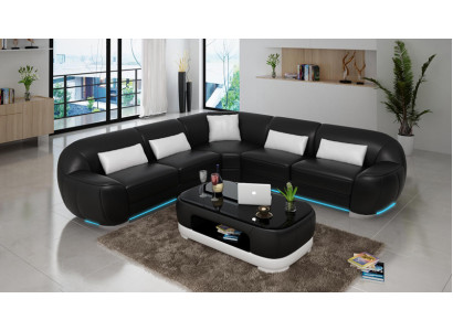 Leather sofa couch sofa living landscape corner sofa corner suite modern design.