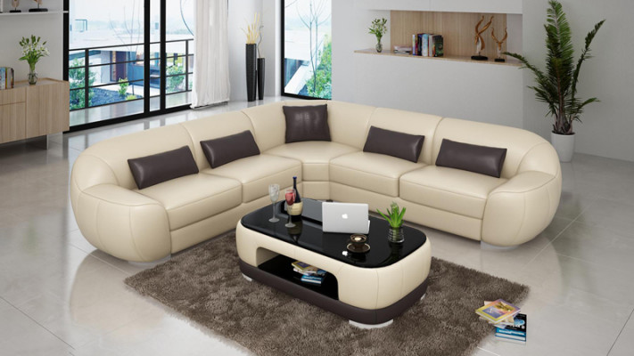 Leather sofa couch sofa living landscape corner sofa corner suite modern design.