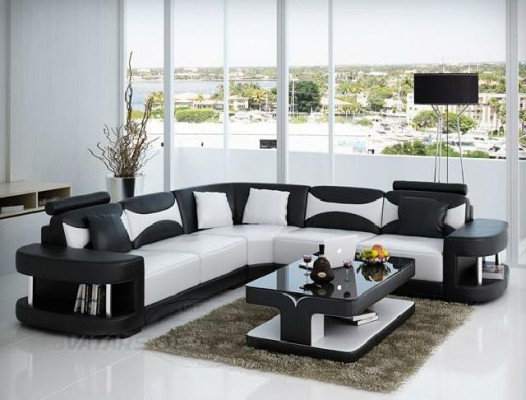 Living room landscape upholstered corner sofa couch set landscape leather textile new!