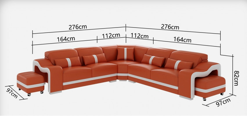 Leather sofa couch living landscape corner sofa modern design suite