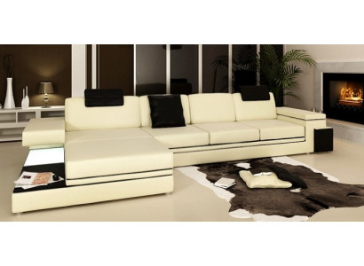 Design leather sofa couch upholstery living landscape corner set corner Tachau BS