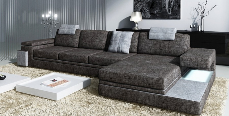 Design leather sofa couch upholstery living landscape corner set corner Tachau BS