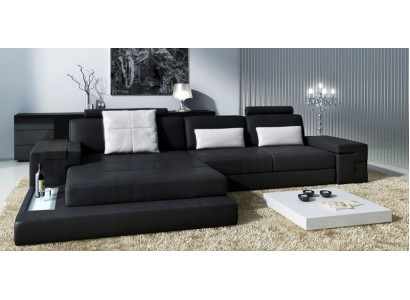 Leather sofa couch upholstered corner suite L-shape seating area Bellini textile fabric
