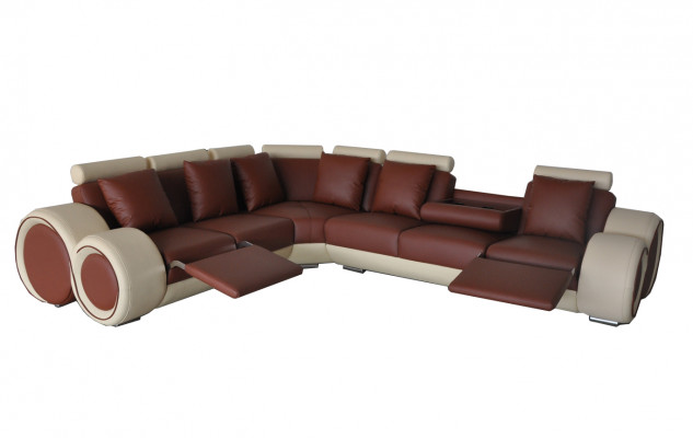 Design leather upholstery XXL seating room sofa couch designer corner ensemble