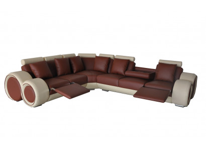 Design leather upholstery XXL seating room sofa couch designer corner ensemble