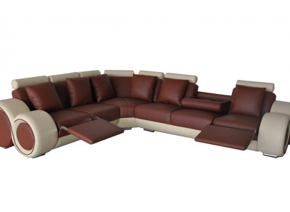 Design leather upholstery XXL seating room sofa couch designer corner ensemble