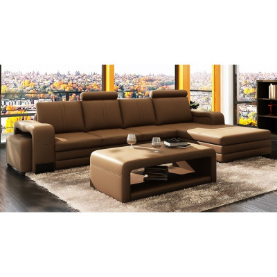 Exclusive leather corner sofa Stylish design for timeless elegance