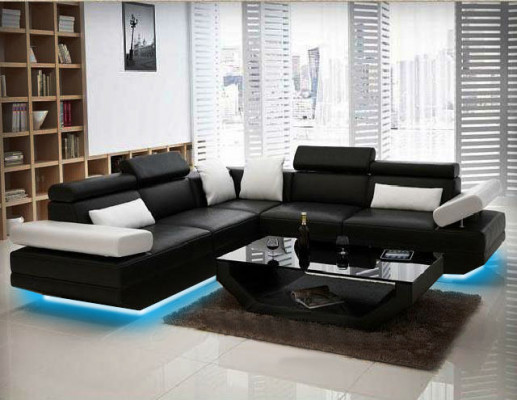 Upholstered landscape corner sectional sofa with USB ensemble landscape leather AlfredB