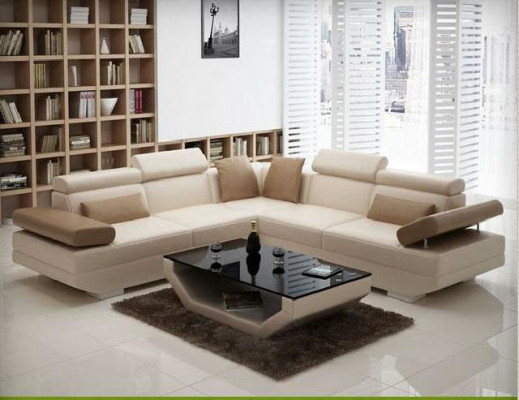 Upholstered landscape corner sectional sofa with USB ensemble landscape leather AlfredB