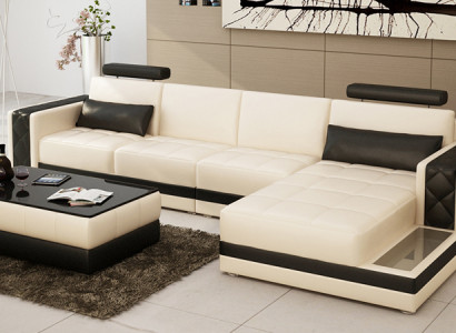 Leather sofa couch living landscape corner sofa L-shape suite design modern