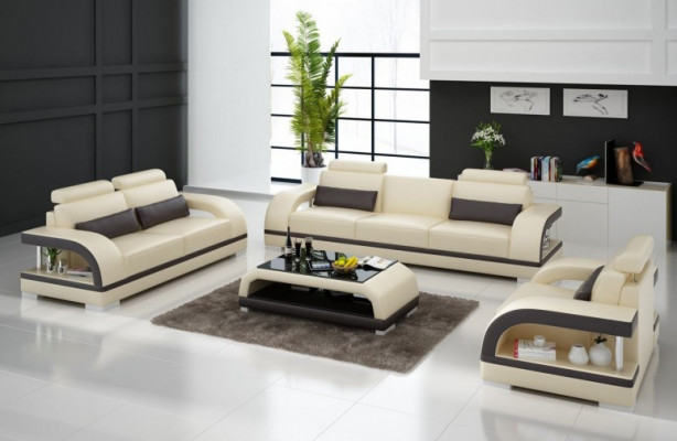 Designer leather sofa set 3+2+1 suite sofa couch new citadel black/white