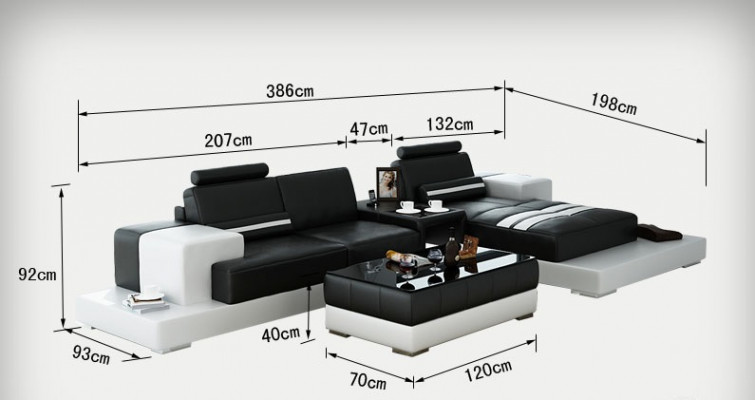 Leather sofa couch living landscape sectional sofa corner set design modern sofa L6004D