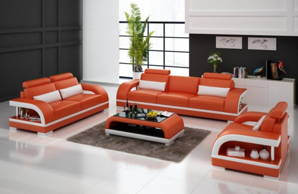 Designer leather sofa set 3+2+1 suite sofa couch new citadel black/white