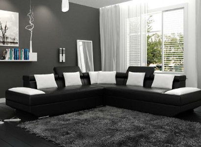 Living room landscape upholstered corner sectional sofa couch set leather new - 2719B