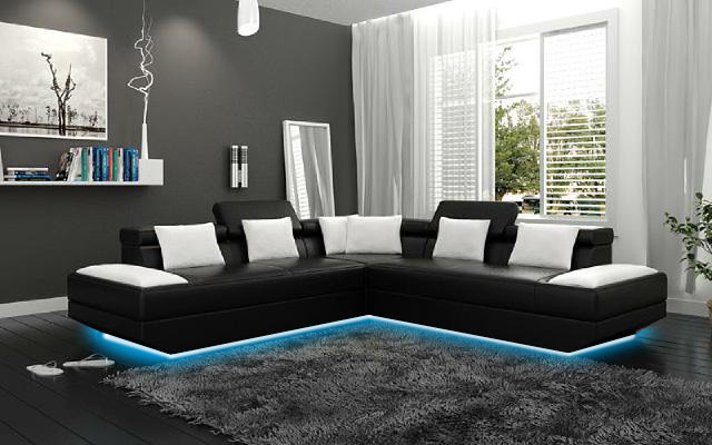 Living room landscape upholstered corner sectional sofa couch set leather new - 2719B