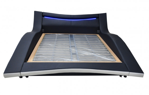 Luxury design leather double hotel bed with USB upholstered marriage bed frame new