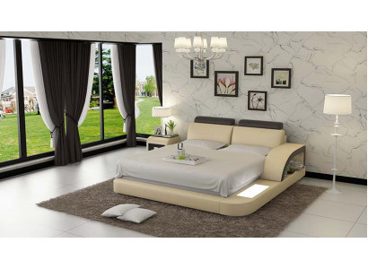 Luxury Bed Lighting Leather Bed Beds Sofa Big Double Upholstered 140/160/180 cm