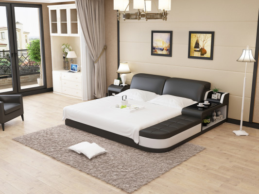 Design leather bed luxury upholstered beds double modern marriage 140/160/180 cm