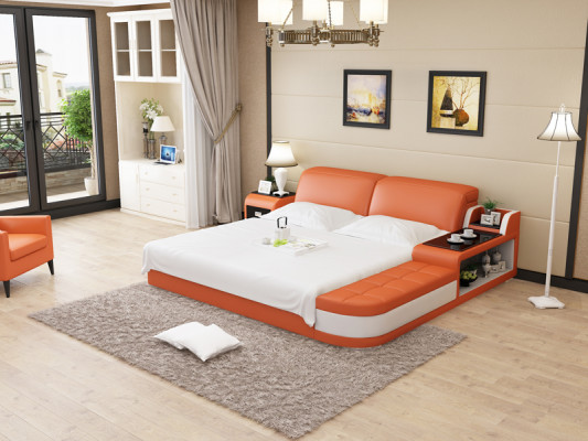 Design leather bed luxury upholstered beds double modern marriage 140/160/180 cm