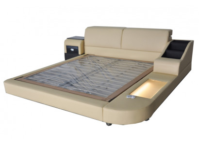 Exclusive multifunction double beds hotel marriage upholstered leather design bed luxury new