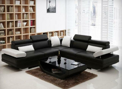 Upholstered corner sectional sofa couch set landscape leather - AlfredB
