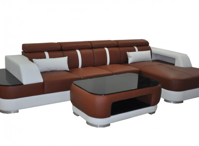 Leather couch upholstery seat design modern corner suite sofa living landscape + table
