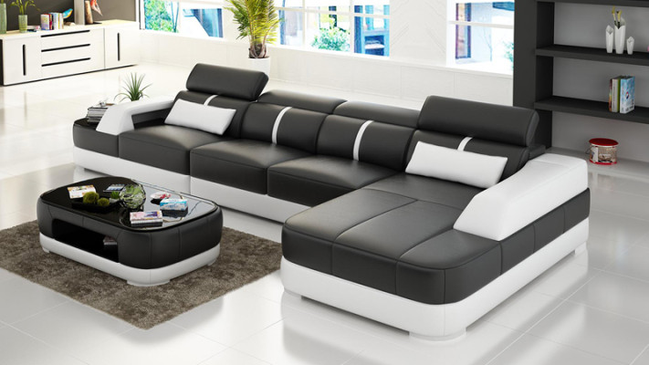 Leather couch upholstery seat design modern corner suite sofa living landscape + table