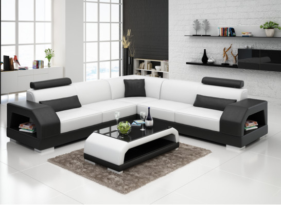 XXL Couch Corner Sofa Leather Living Landscape Suite Design Modern Sofa L-Shape G8001B