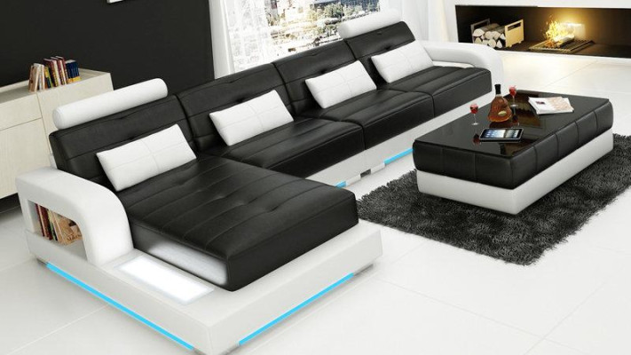 Leather sofa couch living landscape corner suite design modern sofa decor L-shape