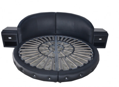 Round luxury leather design upholstered beds double modern round bed