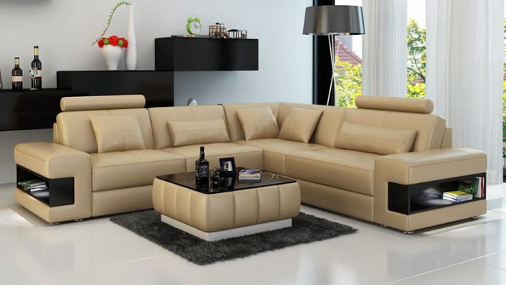 Leather sofa couch modern living landscape corner sofa corner decor set design