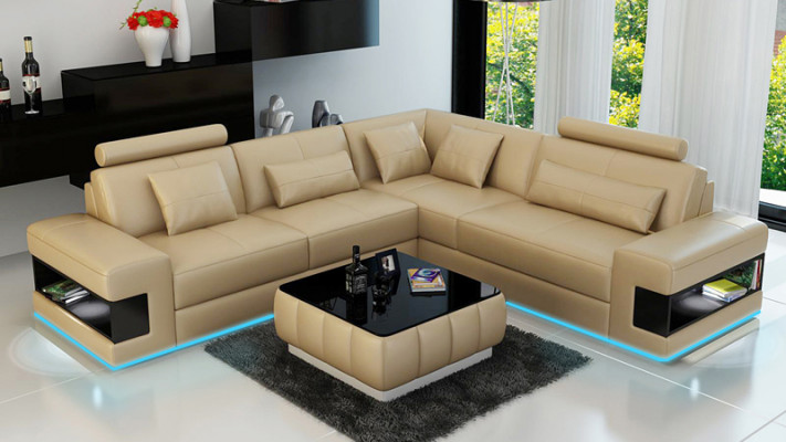 Leather sofa couch modern living landscape corner sofa corner decor set design