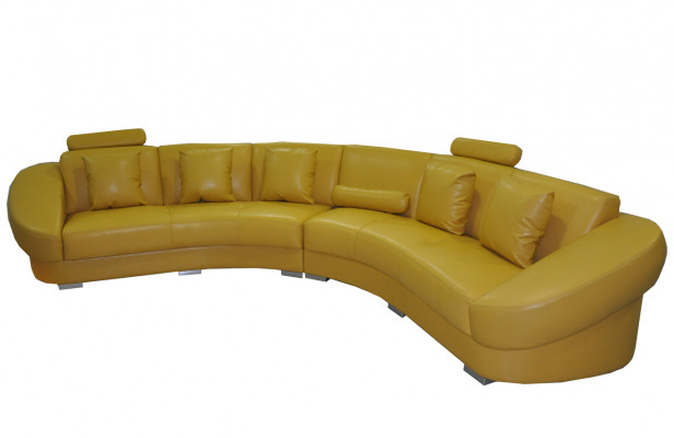 Round corner sofa couch upholstery XXL big round couches living landscape U-shape yellow new