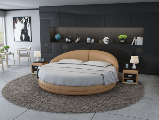Round bed, designer bed, upholstered bed, designer bed, upholstered, round, XXL, luxury, king size.