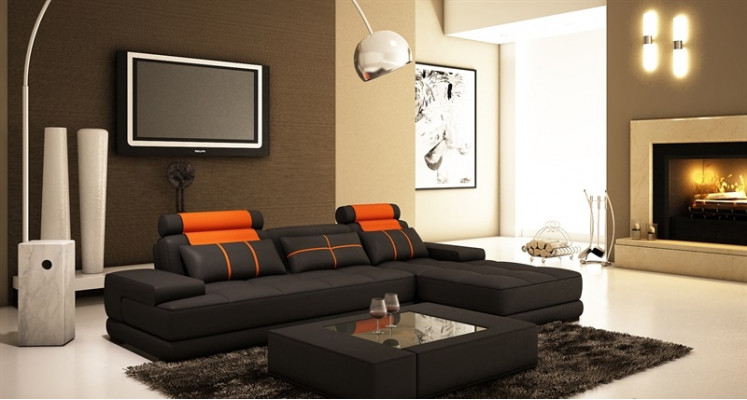Corner sofa upholstered couch sofa living landscape corner seating set leather textile Paris